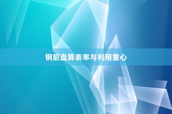 钢筋盘算表率与利用重心
